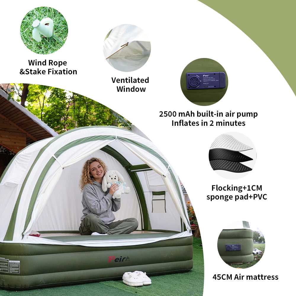 All-in-One Inflatable Air Mattress Tent with Built-in ElectricPump, In – Peirhw